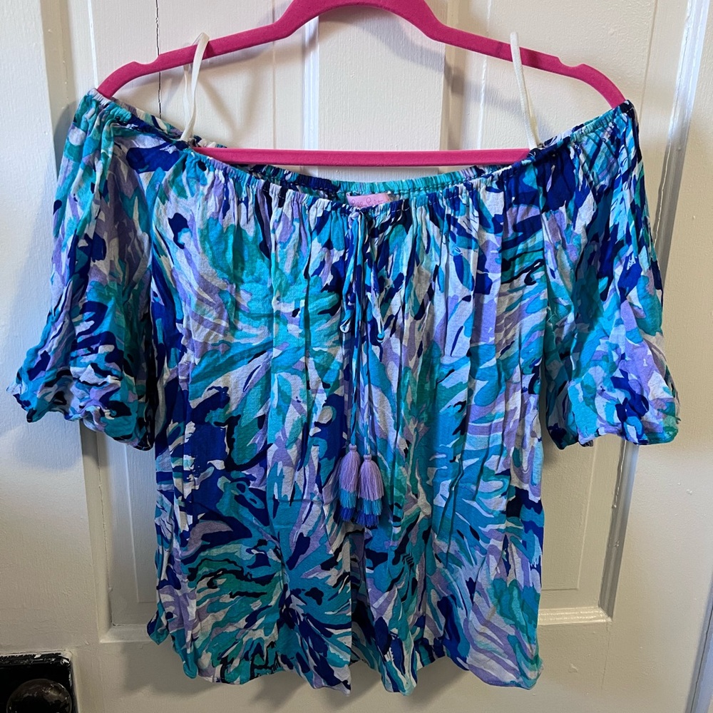 Lilly Pulitzer Off-Shoulder Sain top in Off Tropic size large